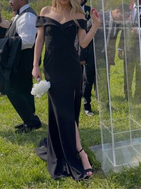 Off-Shoulder Black Formal Wedding Dress